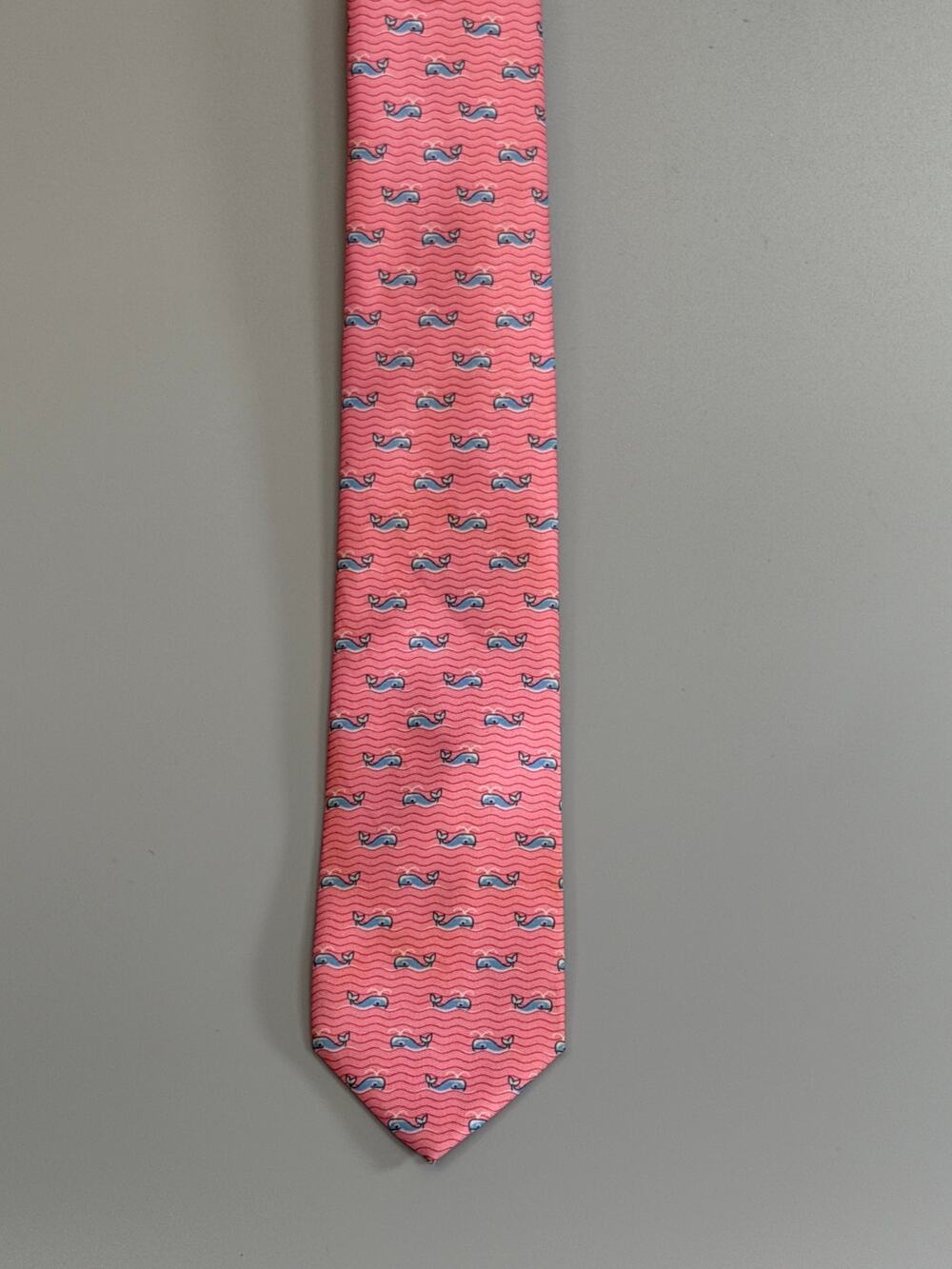 Nautica Whale Necktie Pink Blue Novelty Nautical Men's Tie 59" x 3"